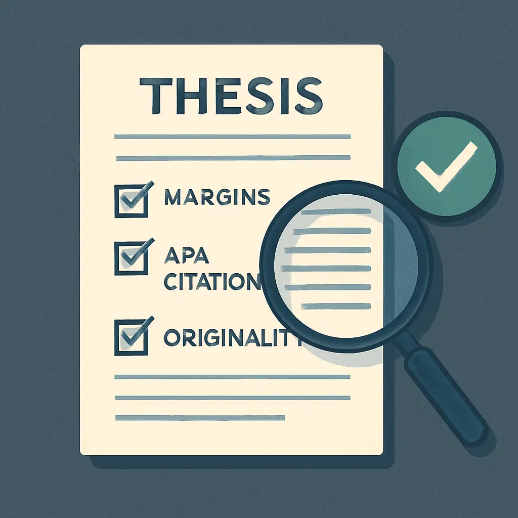 Checklist de revisión final de tesis con verificación de formato, citas APA 7 y originalidad