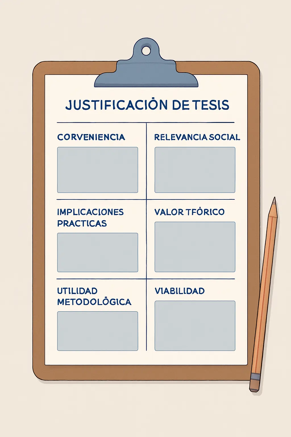 Plantilla visual de la justificación de tesis con los 6 criterios de Sampieri listos para completar