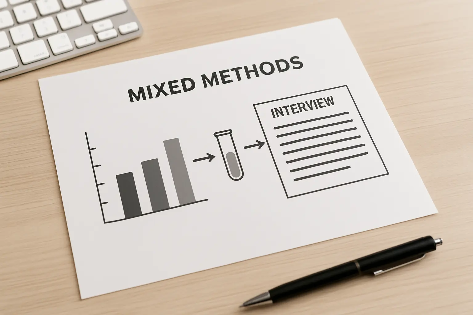 Diagrama que combina datos cualitativos y cuantitativos en un enfoque mixto