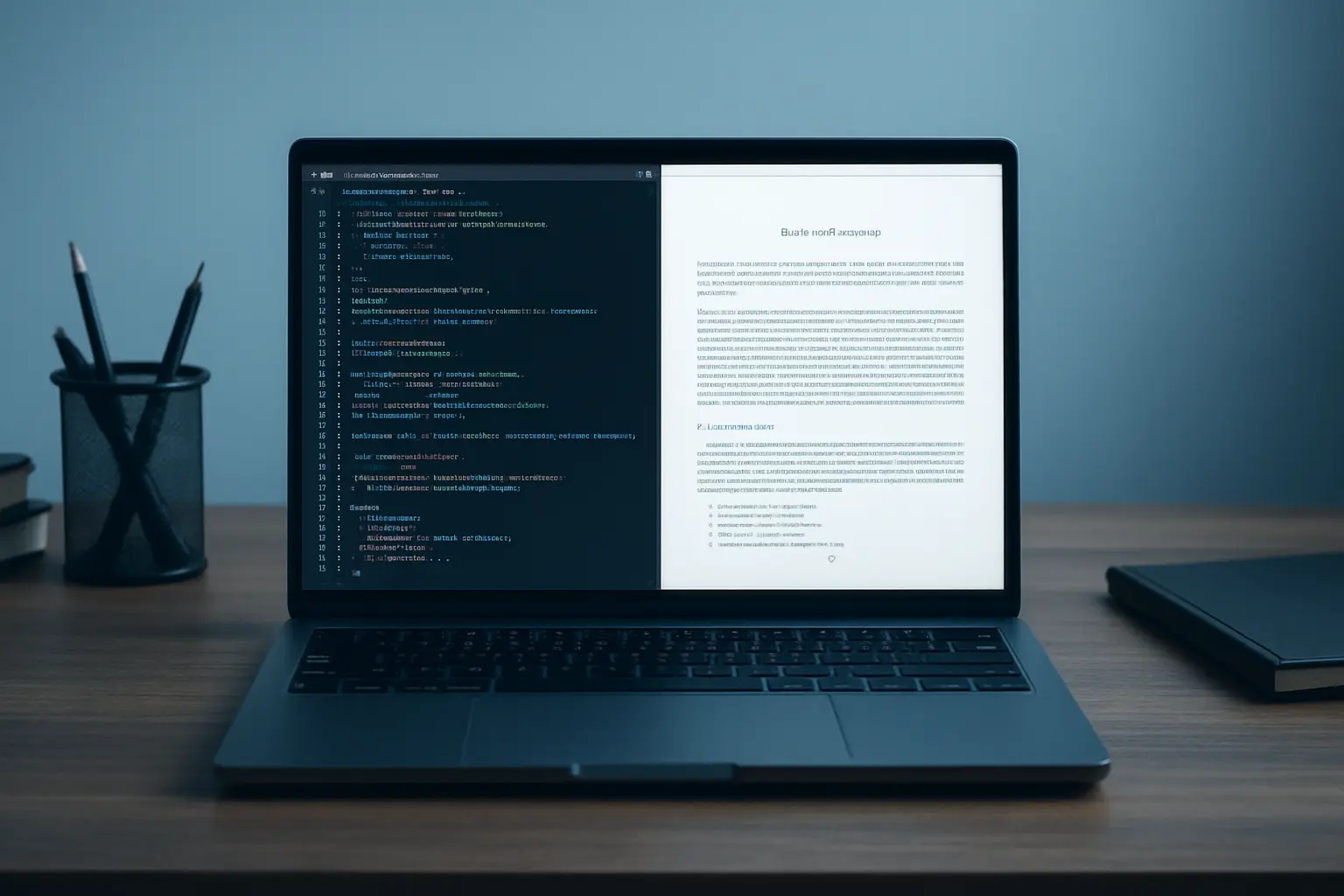 Editor de código LaTeX con una tesis compilada al lado