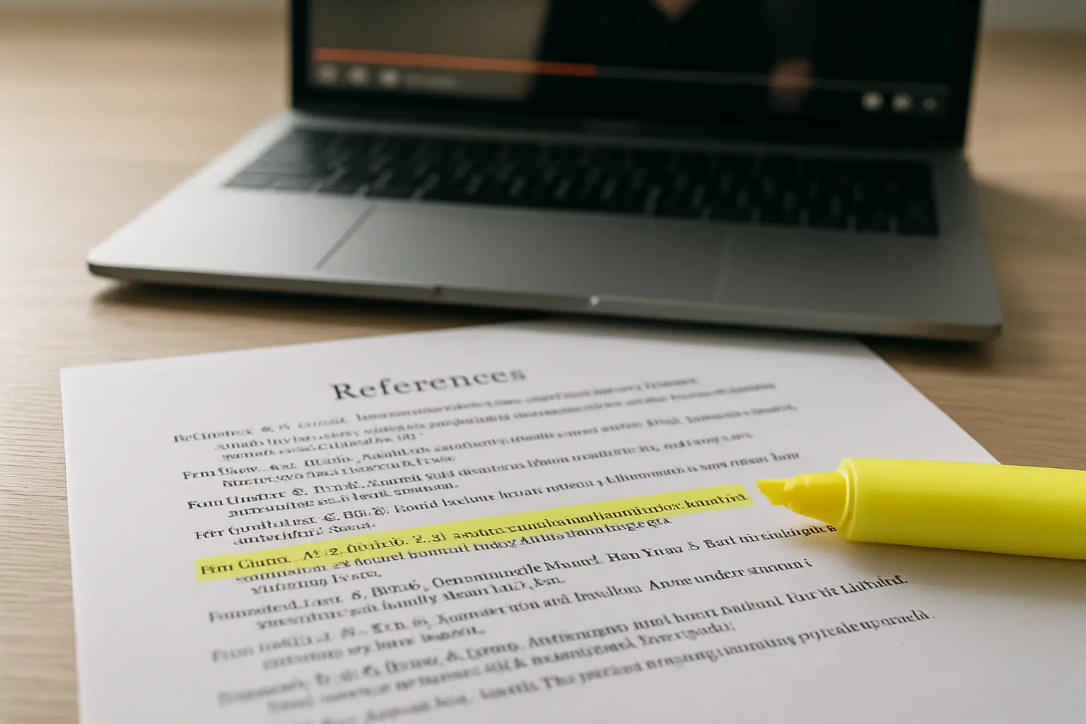 Lista de referencias en formato APA con una entrada de video resaltada