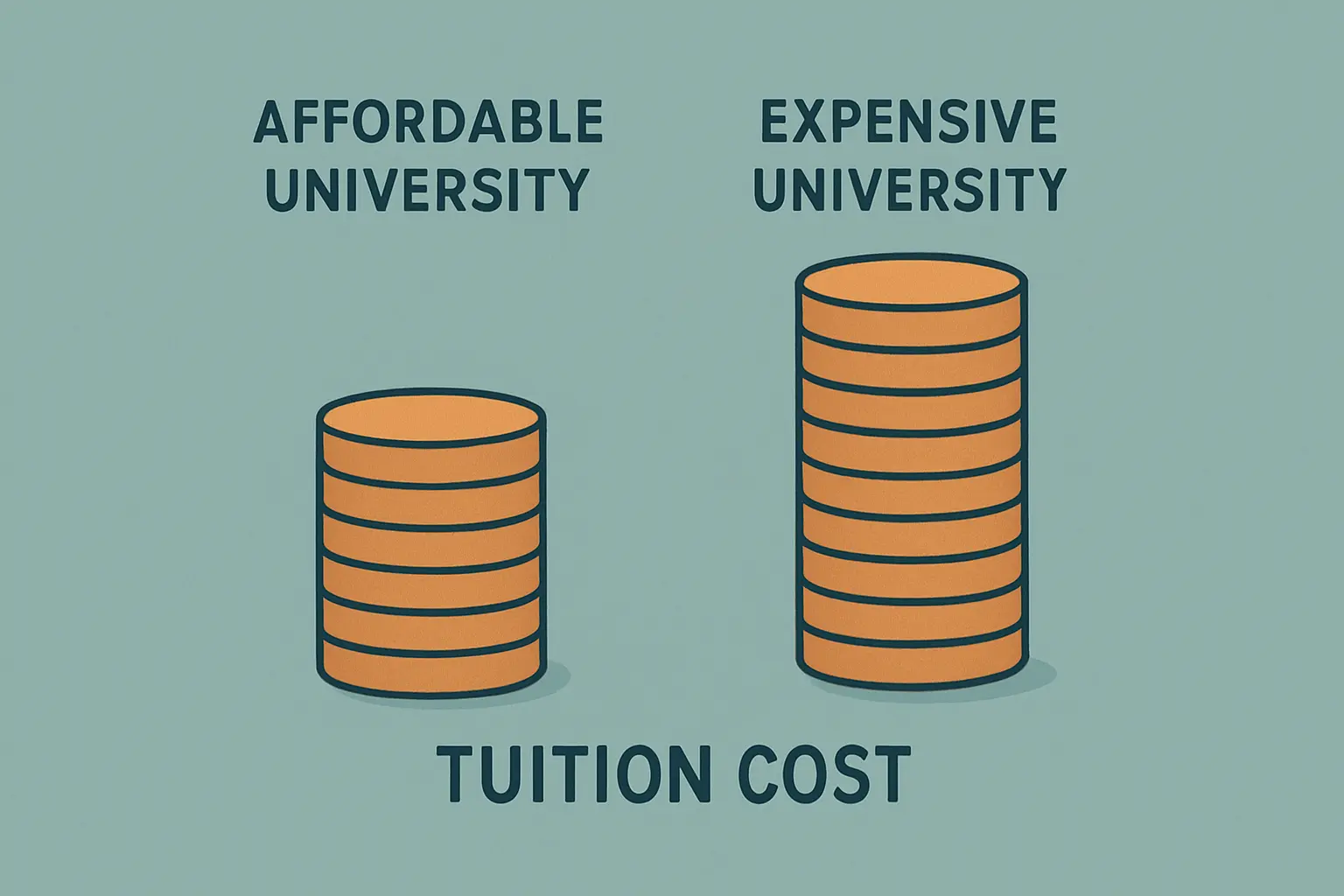 Ilustración abstracta comparando costos de colegiatura entre universidades