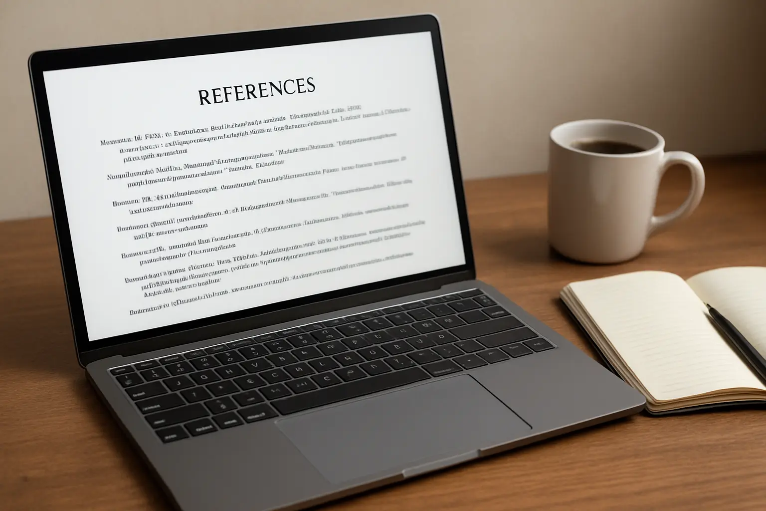 Pantalla de laptop mostrando una lista de referencias académicas en formato APA
