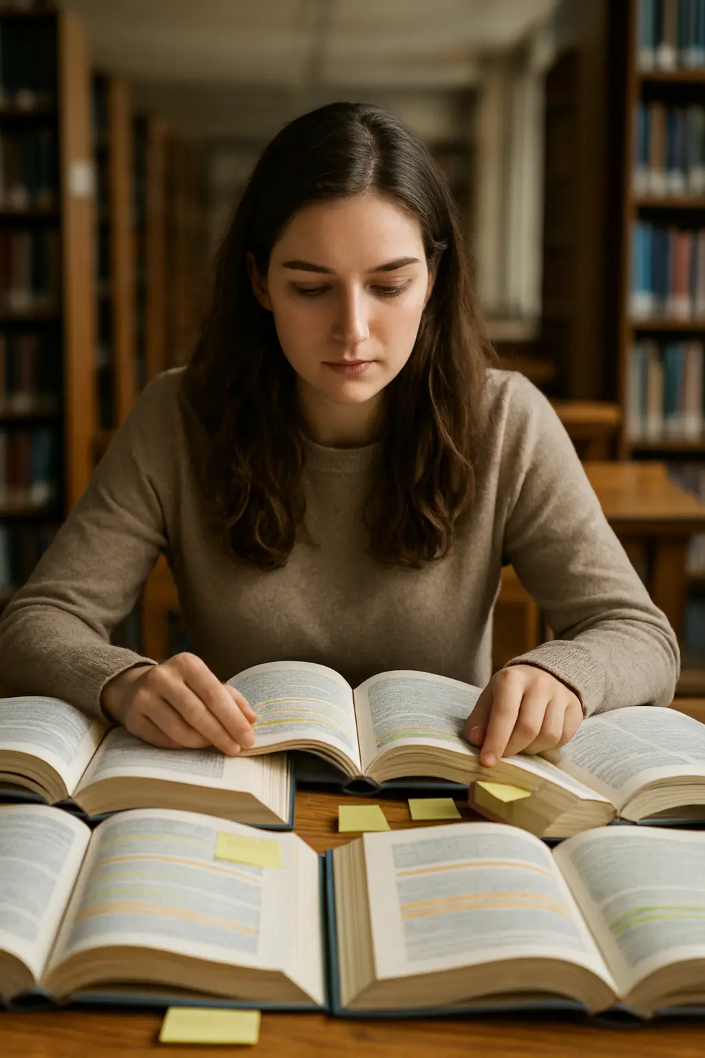 Estudiante comparando distintas teorías y autores para el marco teórico de su tesis