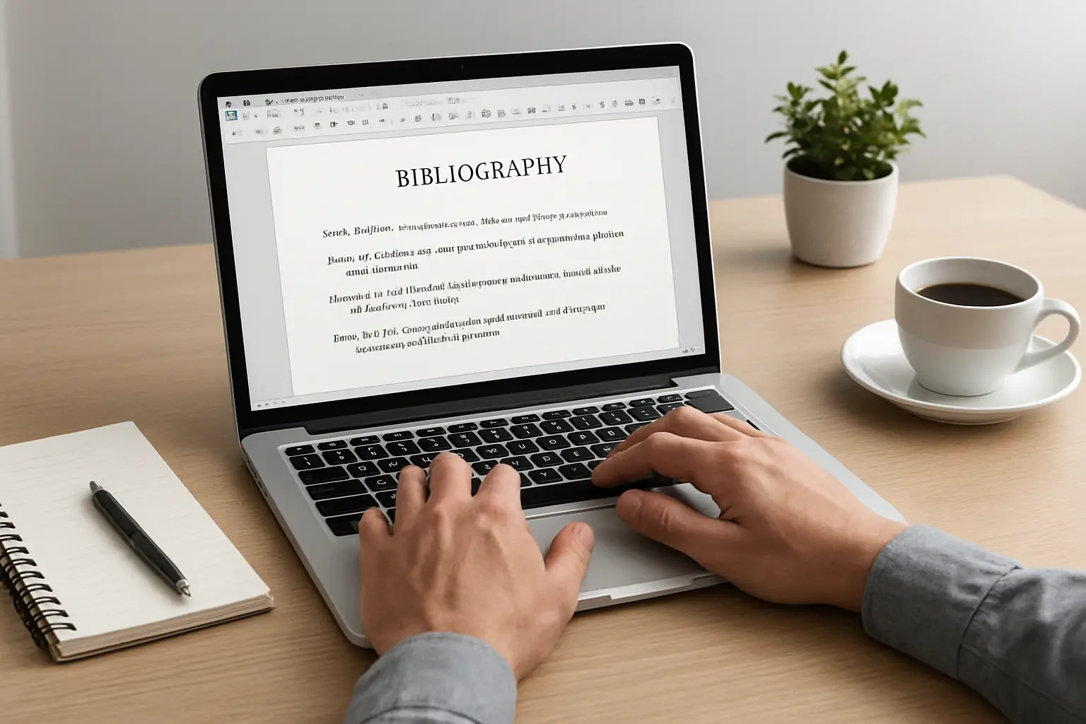 Procesador de texto ordenando automáticamente la bibliografía de una tesis