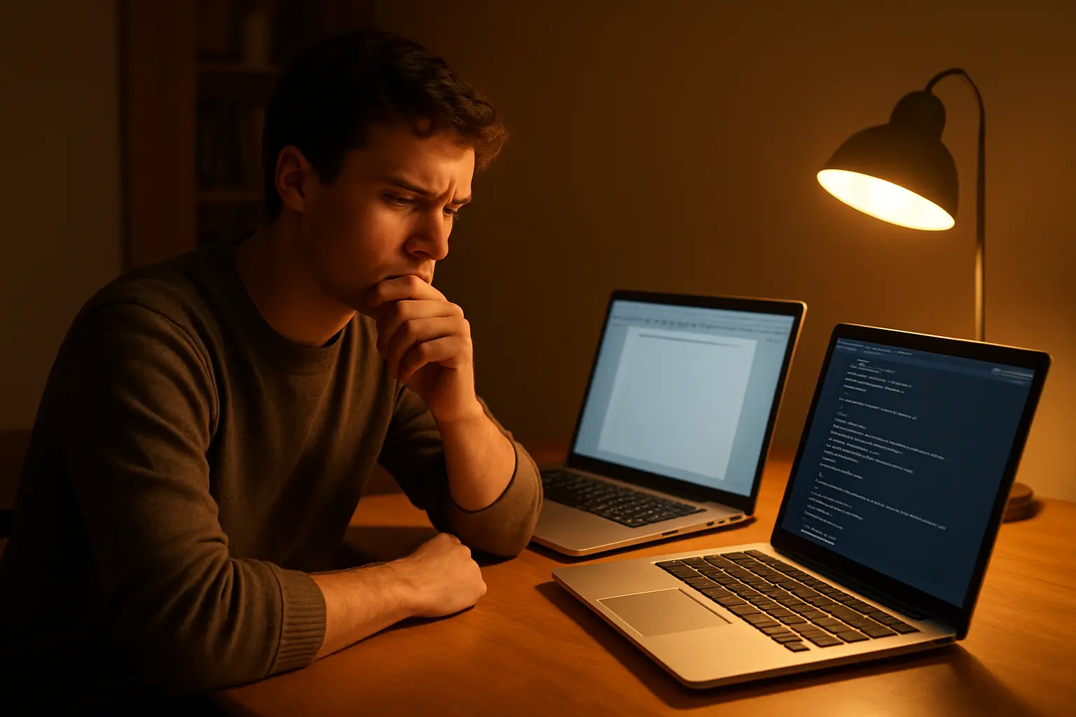 Estudiante decidiendo entre Word y LaTeX para escribir su tesis