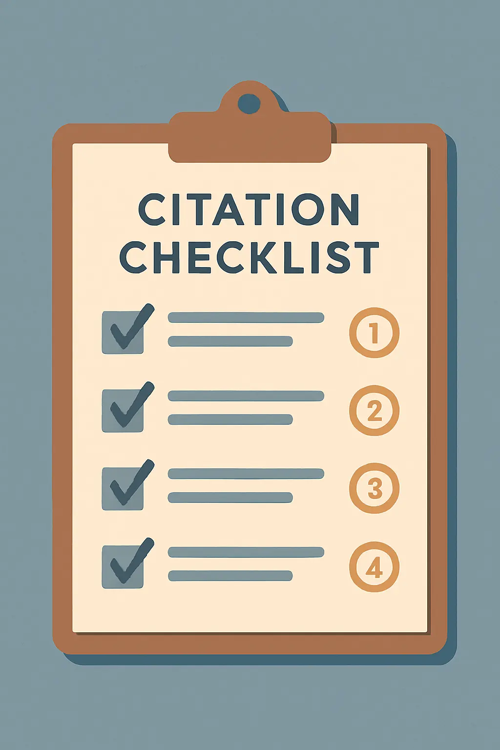 Lista de verificación de citas académicas en formato APA sobre un escritorio