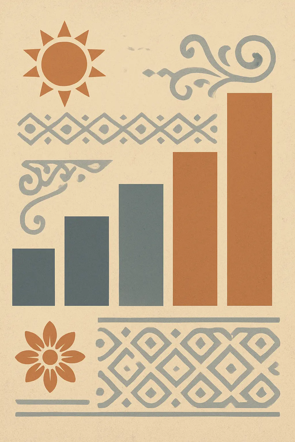 Ilustración abstracta de gráfico de barras representando niveles de escolaridad