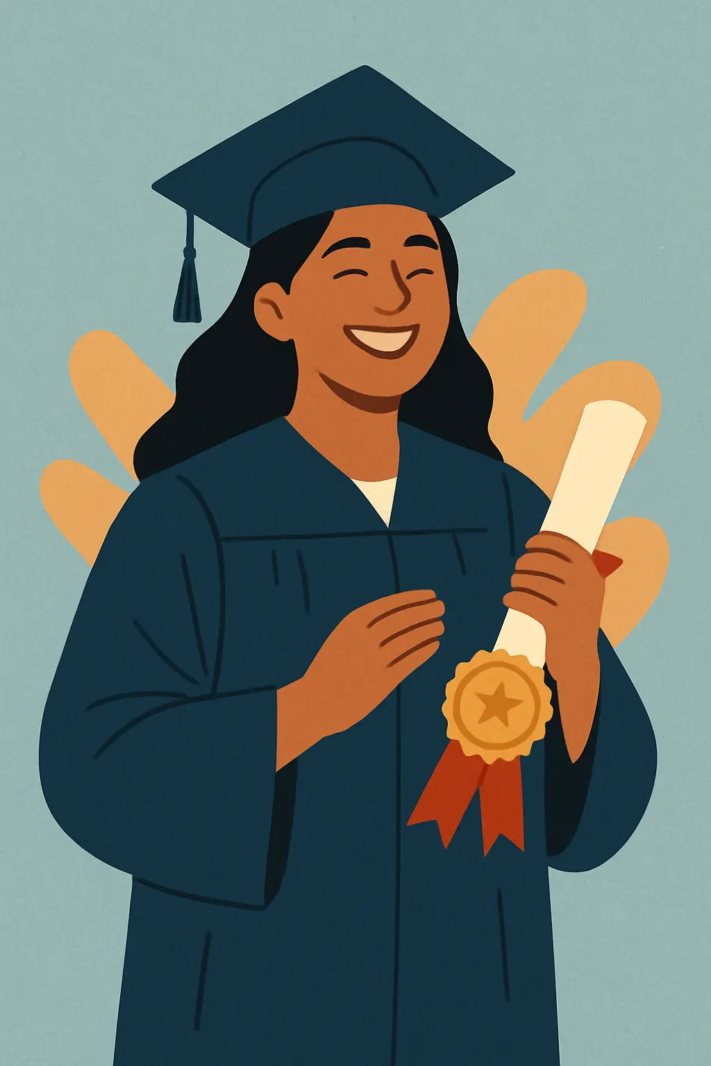Estudiante mexicano graduado sosteniendo un diploma tras obtener una beca universitaria