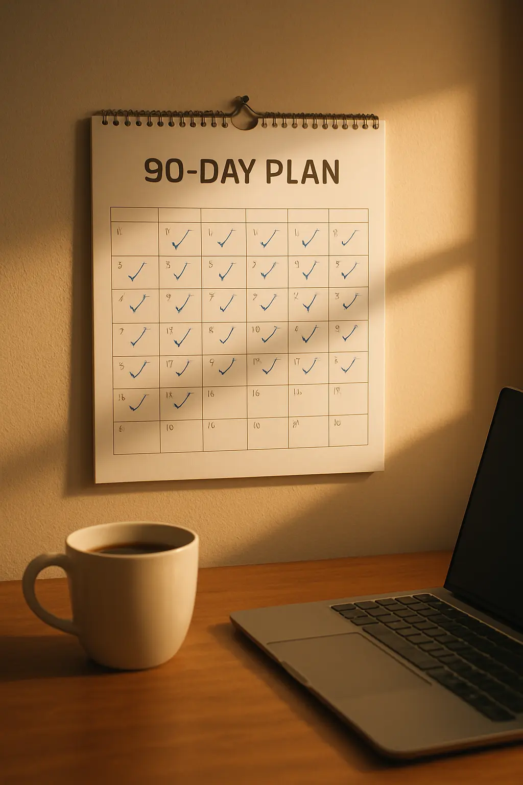 Calendario con un plan de noventa días para terminar una tesis retomada