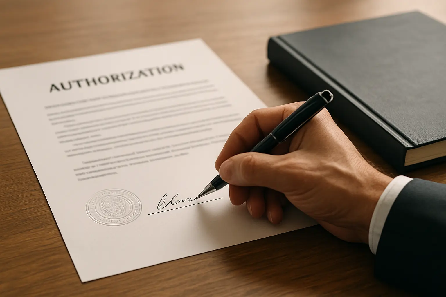Documento de licencia de difusión de tesis siendo firmado sobre un escritorio universitario
