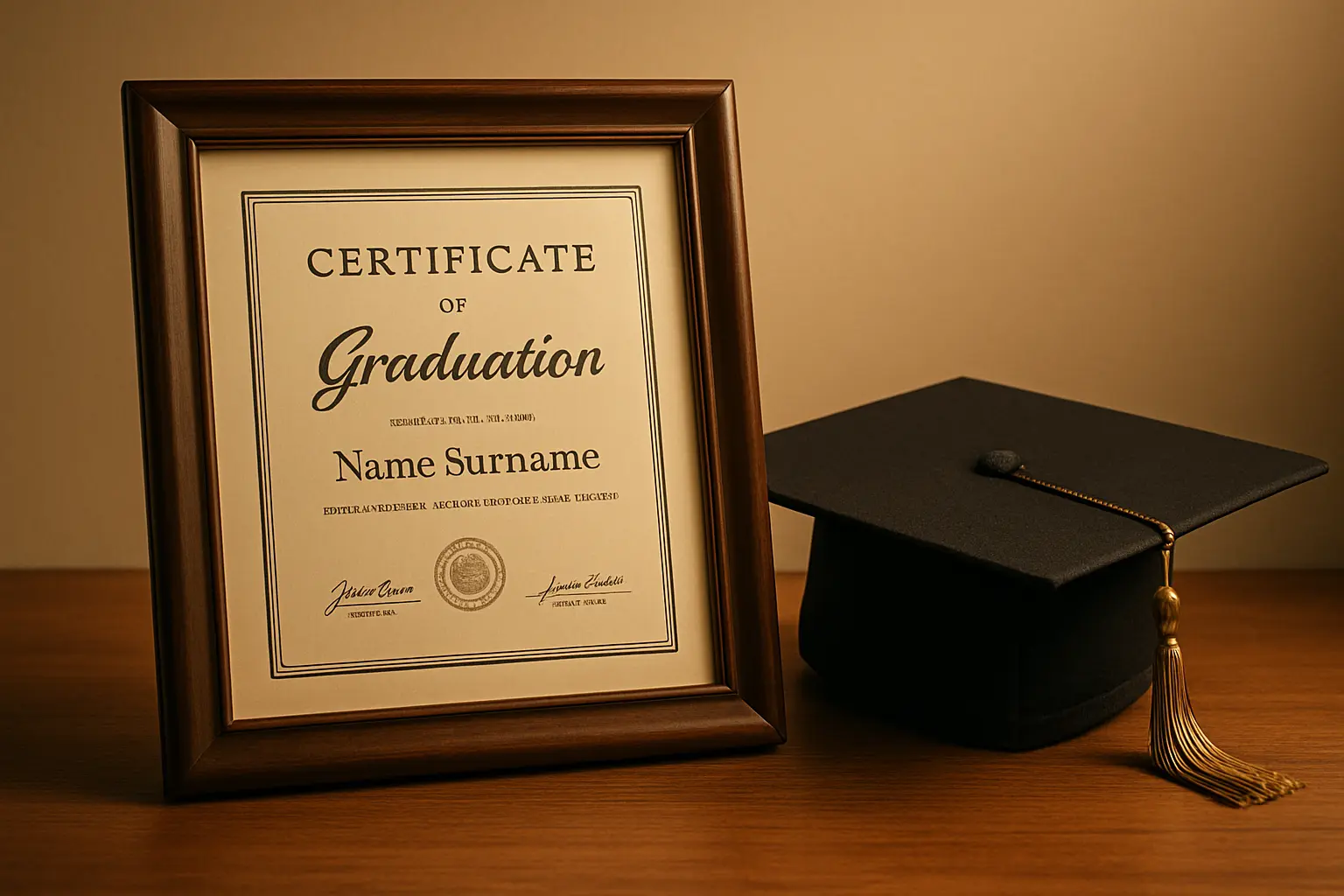 Certificado oficial y birrete que representan la titulación por examen de egreso