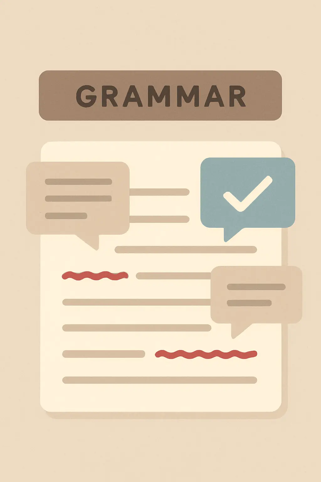 Interfaz abstracta de revisión gramatical mostrando sugerencias de corrección