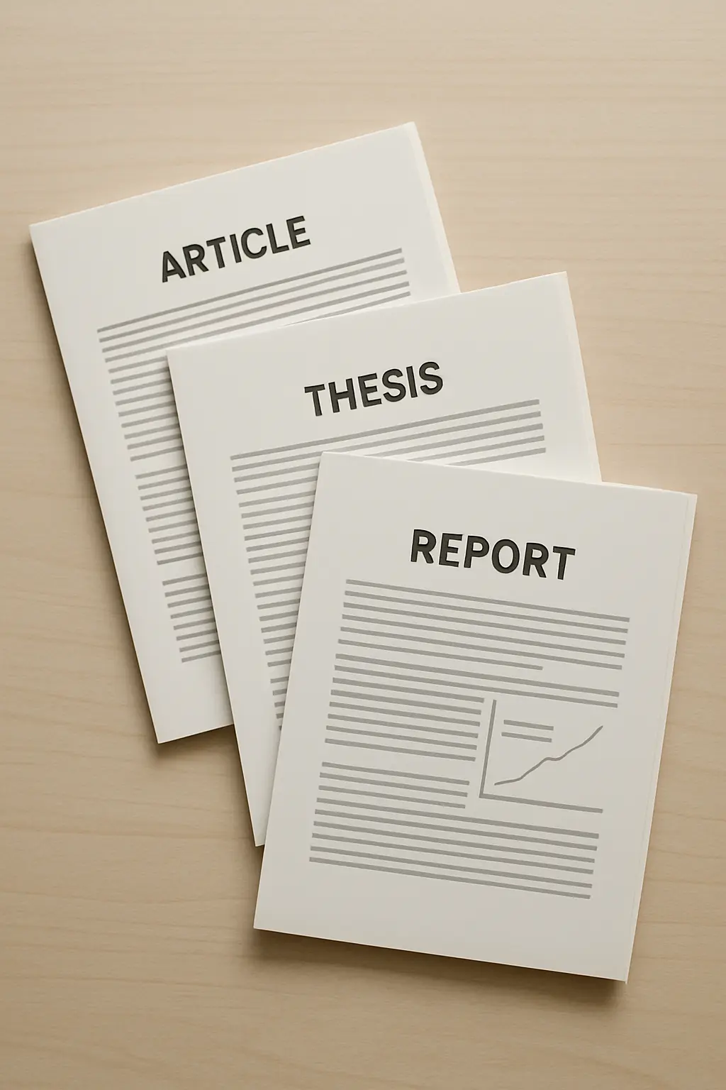 Distintos tipos de documentos PDF: artículo, tesis y reporte para citar en APA