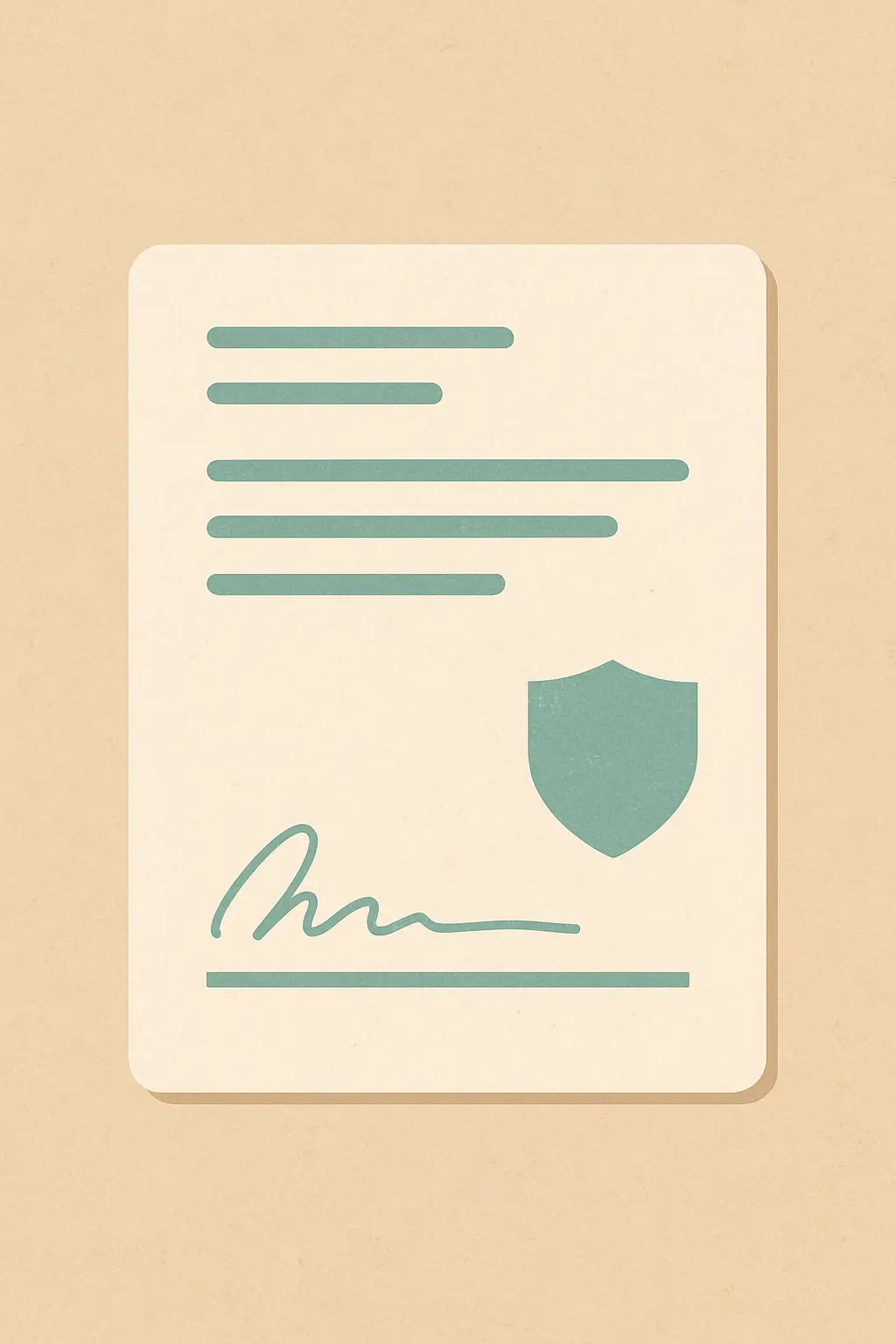 Formato de solicitud oficial con línea de firma y un pequeño escudo que sugiere protección de derechos