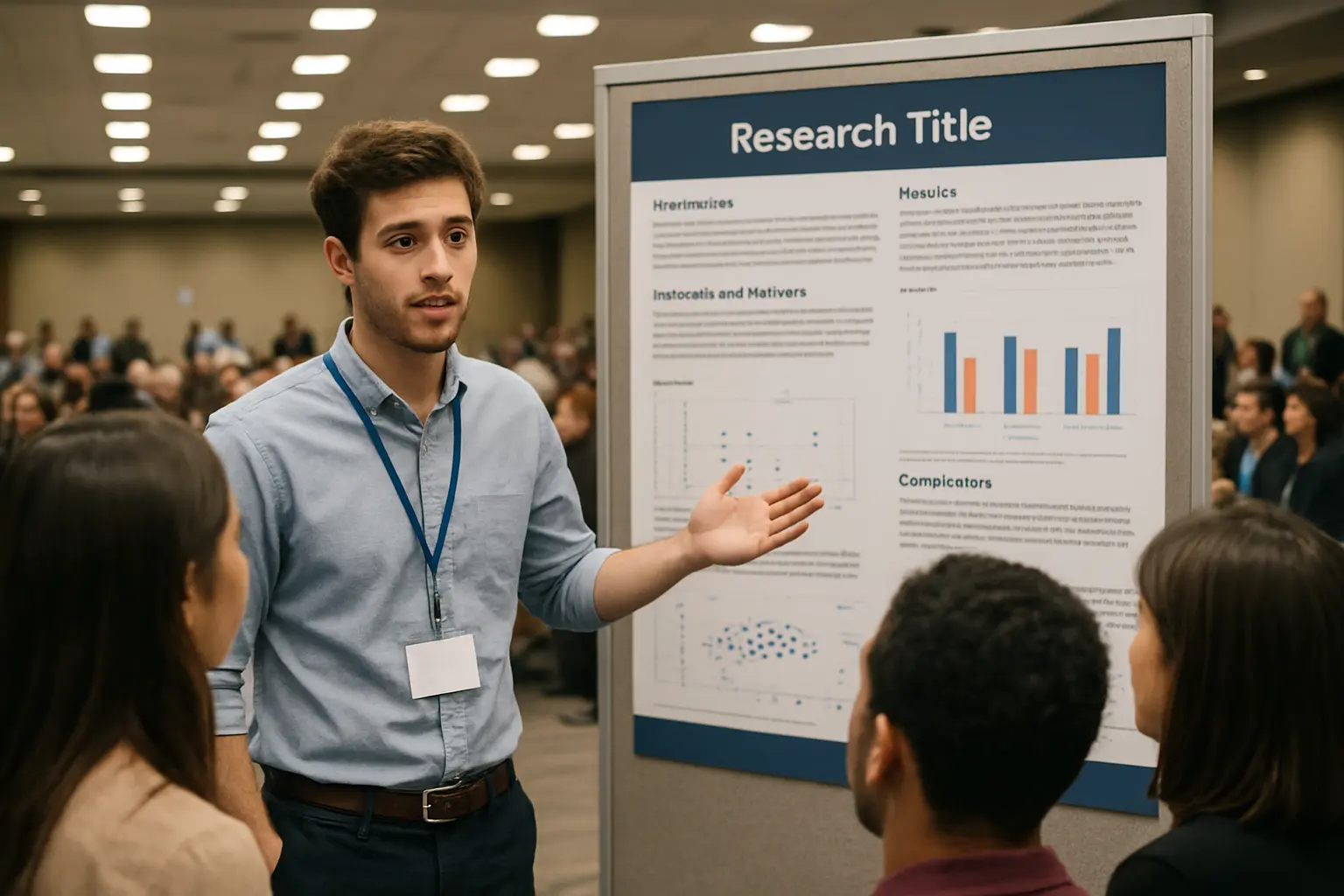 Estudiante presentando resultados de su estancia en el congreso del Programa Delfín