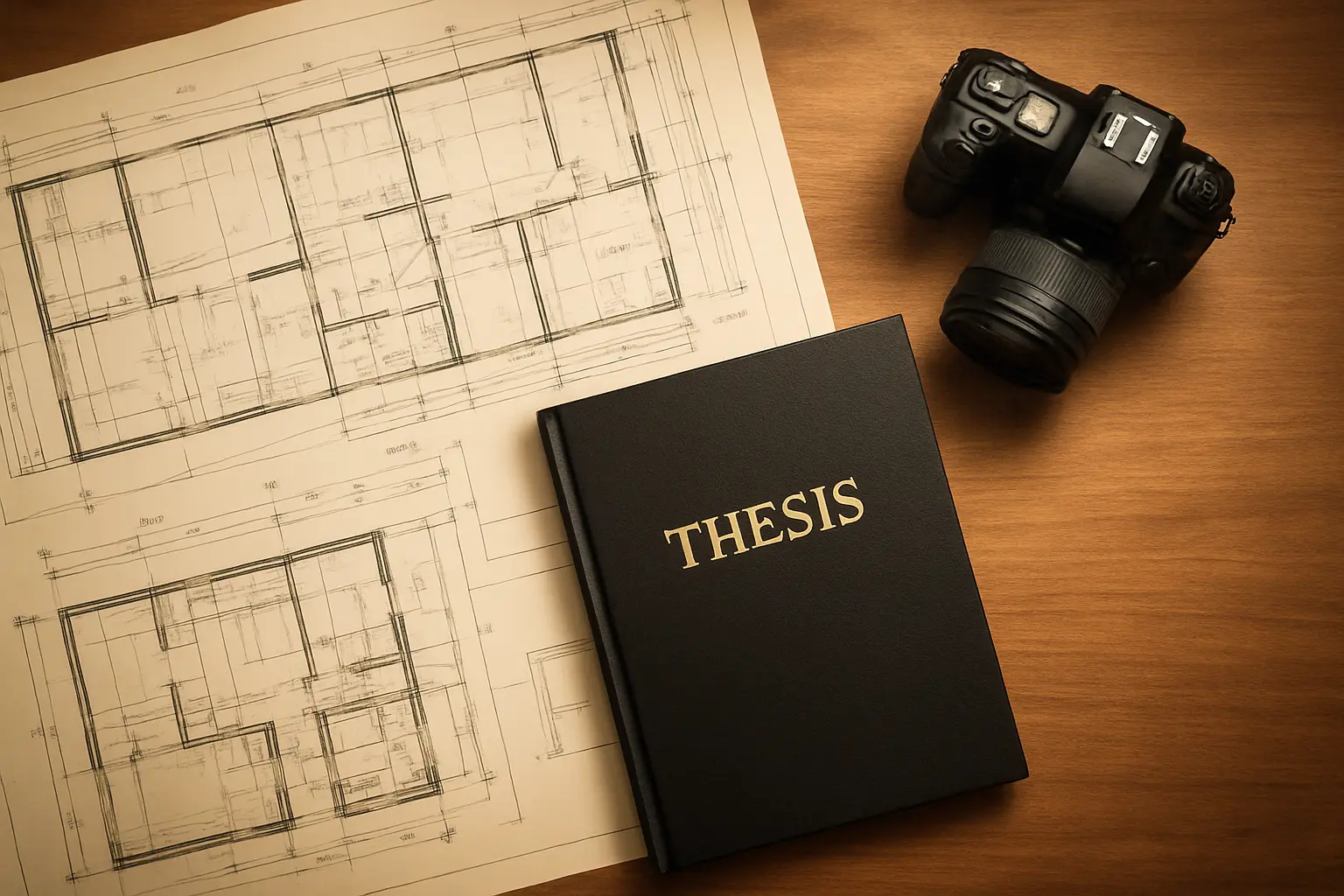 Planos y documento de investigación de una tesis de arquitectura