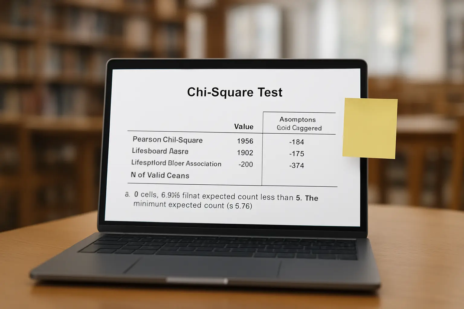 Tabla de resultados de una prueba de chi-cuadrada con la nota sobre frecuencias esperadas al pie