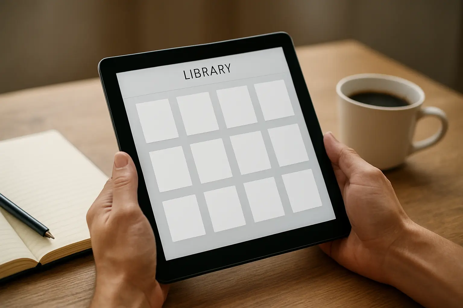 Estudiante consultando una biblioteca jurídica digital en una tableta