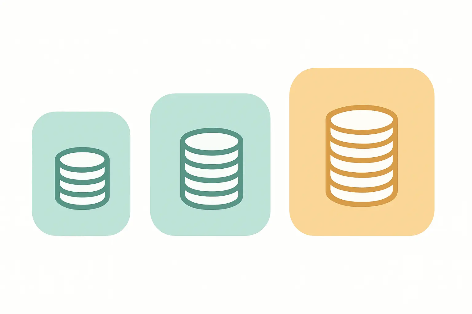 Diagrama de tres categorías de pago de tamaño creciente