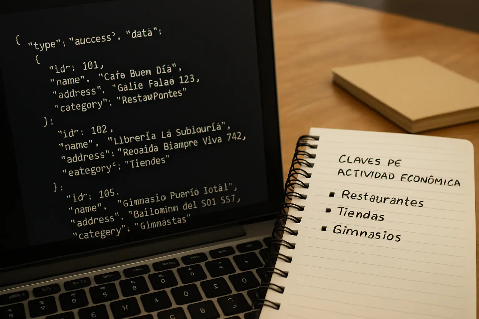 Consulta a la API del DENUE con resultados JSON en pantalla