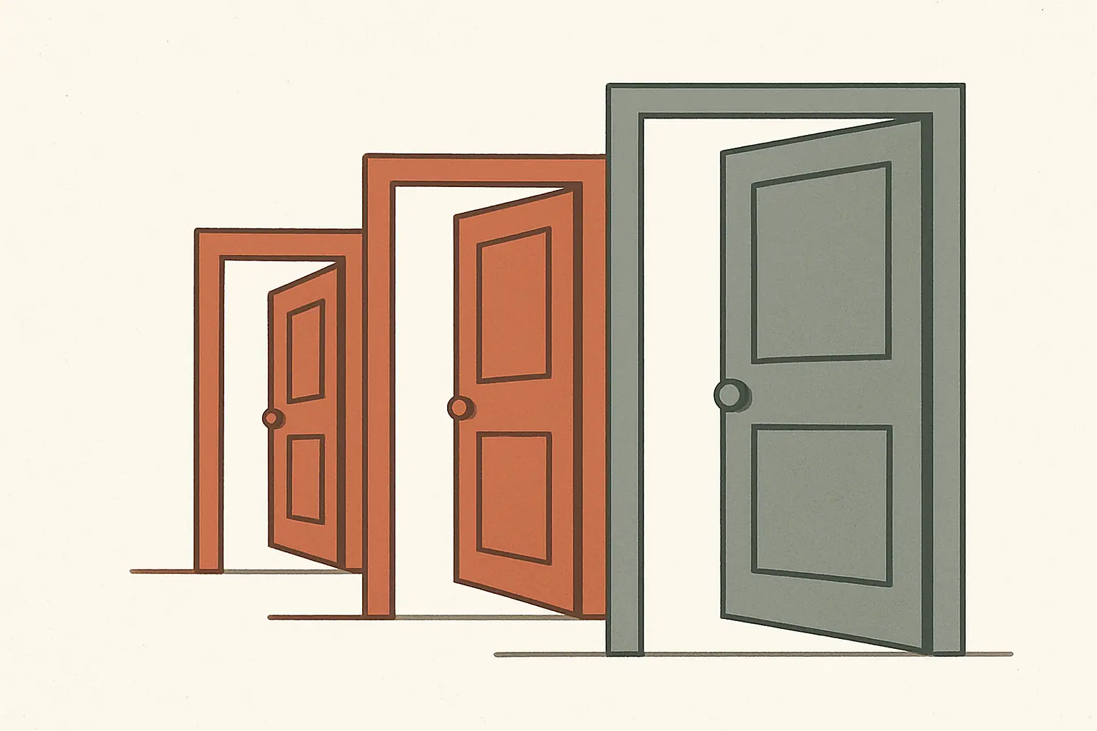 Tres puertas encadenadas que representan los niveles sucesivos de autorización